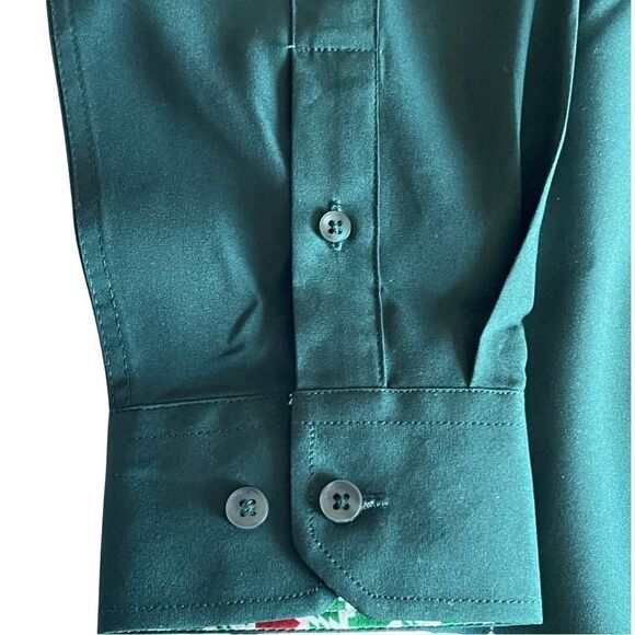 TOM BAINE Slim Fit Holiday Collection Button Down Dress Shirt Hunter Med NWT - Picture 7 of 16